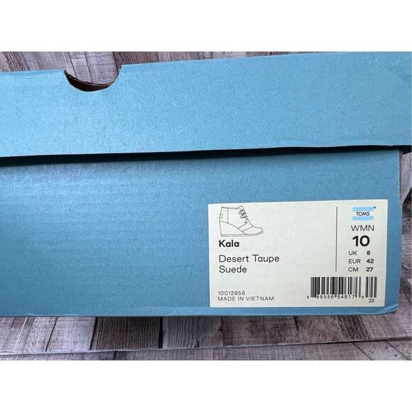 TOMS Kala Wedge Bootie‎ Desert Taupe Suede Tan Shoe 10 NWT Bohemian Earth Tones - Picture 11 of 12